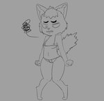 anthro bikini breasts clothing female mature_female micro_bikini small_breasts solo swimwear two-piece_swimsuit foxart950 vtuber mixi mixi_marimiau domestic_cat felid feline felis mammal absurd_res hi_res monochrome unfinished