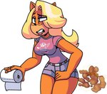 anthro blonde_hair bottomwear clothing fart fart_cloud fart_fetish female fur hair long_hair shorts solo toilet_paper tenuousoddity activision crash_bandicoot_(series) tawna_bandicoot bandicoot mammal marsupial unavailable_at_source