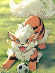 ambiguous_gender arcanine blush feral fur generation_1_pokemon hi_res kaminosaki nintendo open_mouth open_smile orange_body orange_fur pokemon pokemon_(species) quadruped smile solo tan_body tan_fur