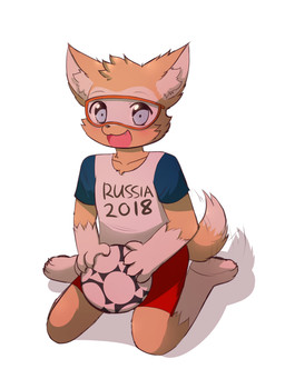 anthro ball bending_knees bottomwear clothing male mascot open_mouth red_bottomwear red_clothing red_shorts shirt shorts simple_background simple_mouth smile smiling_at_viewer soccer soccer_ball soccer_player solo sport text text_on_clothing text_on_shirt text_on_topwear topwear white_background sunnynoga fifa zabivaka canid canine canis mammal wolf 2016