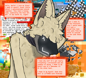 anthro clothed clothing fluffy glitch hair headgear headwear heart_symbol long_ears looking_up machine male messy_background messy_hair neckwear popup profanity protogen_visor real red_text screen screen_face screencap screencap_background solo standing text topless window_(computing) twtastic twtastic_(character) canid canine fennec_fox fox humanoid mammal protogen true_fox hi_res