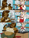 anthro duo female hairy modern overweight goldiescales anthony_(goldiescales) scaramouche_rotbelly bovid bovine cattle gnoll hyena mammal comic hi_res trans_(lore) trans_man_(lore)