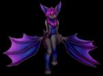 anthro bat_wings big_ears black_body black_fur blue_body blue_fur female flat_chested fluffy front_view fur hair looking_at_viewer mane membrane_(anatomy) membranous_wings nude pink_eyes purple_eyes purple_hair simple_background solo transparent_background wide_hips wings chibity bat mammal 2018 alpha_channel hi_res