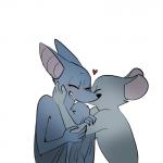 anthro bat_wings blush cuddling duo heart_symbol hug kissing male male/male membrane_(anatomy) membranous_wings simple_background white_background winged_arms wings yinller angel_in_the_forest larry_(yinller) montimer_(yinller) bat mammal mouse murid murine rodent 1:1