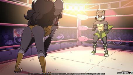 anthro biped black_body blush breasts butt clothed clothing eyebrows female fingers genitals group hair horn male rear_view shaking_butt standing tail text vulva diives bovid mammal 16:9 animated widescreen