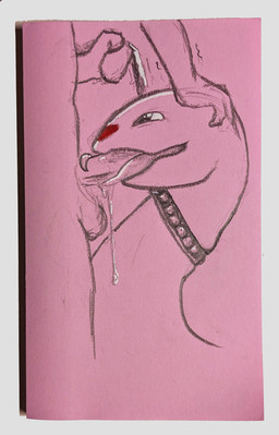 ambiguous_gender anthro collar duo fellatio heart_symbol leash leash_pull male male/ambiguous oral penile pink_background sex simple_background fragilescales fragile_(fragilescales) reptile scalie snake graphite_(artwork) hi_res traditional_media_(artwork)
