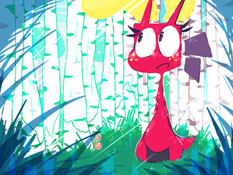 anthro dew female fungus grass mushroom plant raining red_body solo sparkles standing tail tree roksim elizabeth_(roksim) stompo veggiefolk 4:3