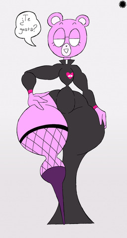 anthro boots clothing curvy_figure dialogue eyelashes eyewear facial_markings featureless_feet feet femboy fishnet_clothing fishnet_legwear fishnet_thigh_highs footwear fur glasses half-closed_eyes hand_on_hip head_markings heart_symbol knee_boots knee_highs legwear logo male markings muzzle_(marking) narrowed_eyes pelvic_curtain pink_body pink_fur priest robe shoes small_waist solo speech_bubble text thick_thighs thigh_highs wasp_waist wide_hips thatdawgmurray unicorn_wars padre_(unicorn_wars) bear mammal 2025 absurd_res aliasing artist_logo artist_name digital_media_(artwork) hi_res signature spanish_text