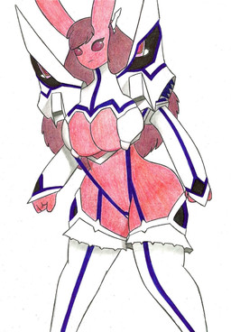 anthro armor breasts clothing featureless_breasts female fist fur hair huge_hips legwear long_hair no_pupils red_body red_eyes red_fur red_hair solo stockings straps thick_thighs unconvincing_armor wide_hips magna_vox kill_la_kill studio_trigger eliza_(averyshadydolphin) lagomorph leporid mammal rabbit 2019 absurd_res colored hi_res traditional_media_(artwork)