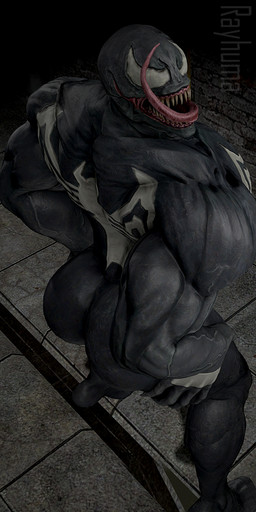 5_fingers big_butt black_body bubble_butt butt fingers high-angle_view long_tongue looking_at_viewer male not_furry nude sharp_teeth solo standing teeth tongue wide_hips rayhuma marvel venom_(marvel) humanoid symbiote 2020 3d_(artwork) digital_media_(artwork) source_filmmaker_(artwork)