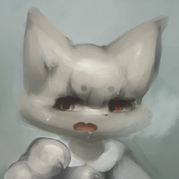3_fingers anthro bangs black_nose bodily_fluids breath circle_eyebrows clothing eyebrows eyelashes female female_anthro fingers fur gesture hair hand_gesture heterochromia kemono looking_at_viewer open_mouth pointing pointing_at_viewer pupils red_tongue saliva short_hair solo sweat tan_body tan_ears tan_fur tan_hair tongue topwear white_clothing white_topwear hasukii herba_(hasukii) canid canine mammal 1:1
