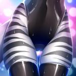 anthro black_stripes camel_toe close-up clothed clothing crotch_shot faceless_character faceless_female female hip_dips latex legwear one-piece_swimsuit solo standing stripes swimwear thigh_gap thigh_highs tight_clothing wet wide_hips knight_dd fish mammal marine shark 1:1 2019