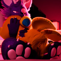 69_position ambiguous_gender anthro claws duo fur horn multicolored_body multicolored_fur on_another oral orange_body orange_fur pawpads paws purple_eyes sex simple_background two_tone_body two_tone_fur white_body white_fur anduke bailey_(anduke) doodle_the_rabbit canid canine canis domestic_dog herding_dog hybrid lagomorph leporid mammal pastoral_dog rabbit welsh_corgi 3d_(artwork) digital_media_(artwork)
