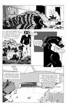 aerial_view anthro athletic athletic_male beak black_body black_fur bottomwear cheek_tuft city city_wall clothed clothing countershade_neck countershading destroyed_building duo eyewear facial_tuft fainted fainting falling_asleep feathers female feral fist fur furniture gate glasses group hate inside looking_at_another looking_back male onomatopoeia outside pants pince-nez ruined_city ruins sleeping sofa sound_effects tail text text_box thought_bubble tired topless topless_male tricked tuft vowelless vowelless_sound_effect whiskers zzz roz_gibson harpy_(roz_gibson) jack_salem accipitrid accipitriform avian bird eagle gulonine harpy_eagle mammal marten mustelid musteline sable_(marten) 2011 black_and_white comic english_text hi_res monochrome