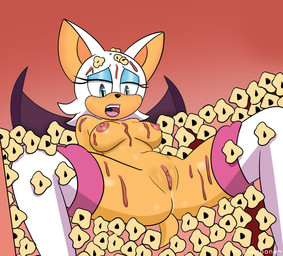 anthro areola bodily_fluids breasts clitoral_hood clitoris clothing eyelashes eyeshadow female food footwear footwear_only fur genital_fluids genitals hair leaking lying makeup membrane_(anatomy) membranous_wings mostly_nude nipples nude on_back open_mouth popcorn pussy_juice_leaking simple_background solo spread_legs spreading vaginal_fluids vulva wings brokenbone sega sonic_the_hedgehog_(series) rouge_the_bat bat mammal absurd_res digital_media_(artwork) hi_res