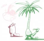 ambiguous_gender duo feral plant simple_background text white_background madcookiefighter nintendo pokemon alolan_exeggutor alolan_form bewear elemental_creature flora_fauna generation_7_pokemon mammal pokemon_(species) regional_form_(pokemon) 2016 hi_res restricted_palette