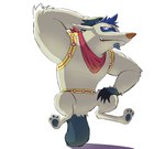 anthro beard biped blue_hair facial_hair hair male paws simple_background solo white_background white_body nookdae nintendo skyward_sword the_legend_of_zelda mammal mogma 2021 hi_res