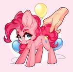 balloon blue_eyes disembodied_hand duo female feral fur hair inflatable pink_body pink_fur pink_hair touching_tail minekoo2 friendship_is_magic hasbro my_little_pony pinkie_pie_(mlp) earth_pony equid equine horse human mammal pony hi_res pink_theme