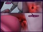 anthro anus anus_focus butt comic_panel dialogue duo female genitals male male/female penis text monarquis momo_(monarquis) felid mammal pantherine snow_leopard 3d_(artwork) comic digital_media_(artwork) english_text hi_res url