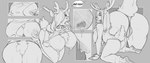 2023 all_fours anthro antlers anus bell bell_collar big_breasts big_butt bodily_fluids breasts butt clothed clothing collar deer female fingers genitals greyscale hair hair_over_eye hi_res hooved_fingers hooves horn huge_breasts human_to_anthro kneeling lactating mammal milk monochrome new_world_deer nipples one_eye_obstructed partially_clothed pussy reindeer sketch solo species_transformation tongue tongue_out transformation watsup
