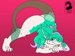 anthro ass_up big_butt butt dots female fur green_body green_fur green_hair hair jack-o'_pose piercing pink_hair pose solo tail thick_thighs tongue tuft nanks_(artist) vaptvulpe mel_lancia hybrid sergal 4:3 hi_res