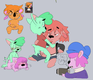 all_fours anthro blush bodily_fluids cowgirl_position cum doggystyle duo female from_behind_position from_front_position genital_fluids genitals male male/male nude on_bottom on_top sex simple_background solo style_emulation sweat vulva igwanasuchus saturday's_off kairo_(saturday's_off) krista_(saturday's_off) michael_(saturday's_off) sebastian_(saturday's_off) koala mammal marsupial vombatiform 2025 hi_res sketch