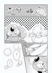 ambiguous_gender bed blush bodily_fluids book chair comic desk duo embarrassed feral furniture generation_3_pokemon generation_4_pokemon hi_res japanese_text jirachi laugh legendary_pokemon lying lying_on_bed mesprit monochrome nettsuu nintendo on_bed on_chair on_front pattern_background pokemon pokemon_(species) reading reading_book simple_background sitting sitting_on_chair sweat sweatdrop table text translated