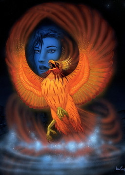 duo female feral fire flying susan_van_camp european_mythology greek_mythology mythology avian human mammal mythological_avian mythological_bird mythological_creature mythological_firebird phoenix acrylic_painting_(artwork) low_res painting_(artwork) source_request traditional_media_(artwork) traditional_painting_(artwork)