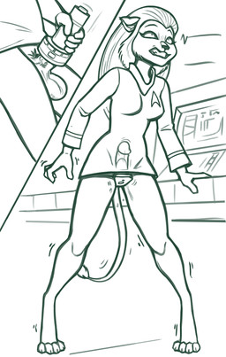 anthro balls biped bodily_fluids bottomless bottomless_male breasts clenched_teeth clothed clothing digitigrade duo erection eyebrows female female_penetrated genital_fluids genitals hair holding_object holding_penetrable_sex_toy holding_sex_toy humanoid_genitalia humanoid_penis inside long_hair looking_pleasured male male/female male_penetrating male_penetrating_female medium_breasts non-euclidean_sex penetrable_sex_toy penetration penile penile_penetration penis penis_in_vagina portal_fleshlight portal_sex pubes sex sex_toy shaking stealth_sex tail tail_tuft teeth thinking_with_portals trembling tuft two_panel_image uniform vaginal vaginal_fluids vaginal_penetration redout star_trek star_trek_the_animated_series m'ress domestic_cat felid feline felis human mammal 2026 hi_res monochrome