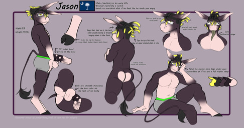 animal_genitalia anthro anus balls big_butt big_penis black_text butt clothing dreadlocks equine_genitalia erection genitals hair hooves male nude penis simple_background smile solo stated_adult stated_age stated_bisexuality stated_sexuality tail tail_tuft text tuft underwear joushi jason_(joushi) asinus donkey equid equine mammal absurd_res digital_drawing_(artwork) digital_media_(artwork) english_text flat_colors hi_res model_sheet