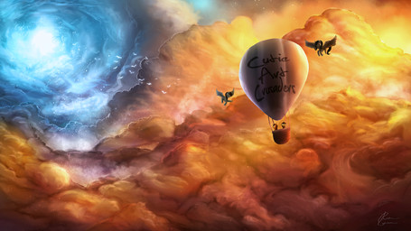 aircraft amazing_background ambiguous_gender balloon balloon_support cloud detailed_background feathered_wings feathers feral flying grey_body group hair hooves hot_air_balloon inflatable inflatable_support outside print_balloon scenery_porn spread_wings sunset text_on_balloon text_print vehicle wings photonoko hasbro my_little_pony mythology fan_character equid equine mammal mythological_creature mythological_equine pegasus 16:9 detailed digital_media_(artwork) hi_res widescreen