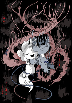 ambiguous_gender disintegrating duo_focus eyes_closed featureless_crotch female grey_body group open_mouth red_eyes tentacles upa white_body 87sukiyaki u-pa- amphibian aquatic axolotl ghost humanoid koala mammal marsupial mole_salamander salamander spirit vombatiform 2019 hi_res