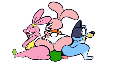 ambiguous_gender anthro big_butt blue_body butt clothing dress facesitting female footwear group huge_butt loli nude open_mouth panties pink_body shoes sitting sitting_on_another thick_thighs tongue tongue_out underwear wide_hips young young_anthro young_female raknytro bluey_(series) cartoon_network chowder_(series) the_amazing_world_of_gumball anais_watterson bluey_heeler panini_(chowder) australian_cattle_dog canid canine canis cattledog domestic_dog herding_dog lagomorph leporid mammal pastoral_dog rabbit crossover hi_res