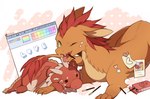 abstract_background ambiguous_gender feral food fur lying on_front one_eye_closed open_mouth open_smile plushie smile solo stitch_(sewing) wink dearryufur mythology pocky dragon furred_dragon furred_scalie mythological_creature mythological_scalie scalie wingless_dragon hi_res