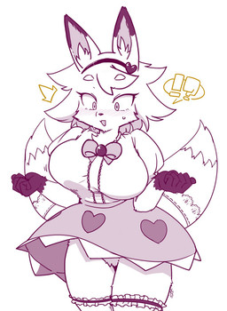 2_tails accessory anthro big_breasts blush bodily_fluids bow_ribbon breasts clothed clothing crotch_tuft dipstick_ears dipstick_tail dress ear_markings eyebrow_through_hair eyebrows eyelashes featureless_crotch female frilly frilly_clothing frilly_legwear frilly_stockings furgonomics gem gloves_(marking) hair hair_accessory hairband heart_symbol inner_ear_fluff interrobang kemono lace legwear looking_down magical_girl_outfit markings multi_tail multicolored_ears open_mouth puffy_sleeves snout solo stockings surprised sweat tail tail_accessory tail_markings thick_thighs translucent translucent_hair tuft upskirt gut0002 mahou_shoujo_full_heart kokon canid canine fox mammal 2025 hi_res signature