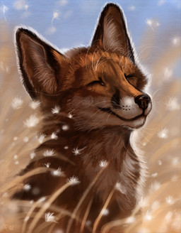 ^_^ ambiguous_gender black_body black_fur black_lips black_markings black_nose day detailed_fur ear_markings eyes_closed facial_markings feral flower fur grass happy head_markings inner_ear_fluff lips long_mouth markings orange_body orange_fur outside plant sitting sky smile snout solo tuft whiskers white_body white_flower white_fur wind flashw canid canine fox mammal red_fox true_fox 2017 detailed digital_media_(artwork) digital_painting_(artwork) half-length_portrait painting_(artwork) portrait