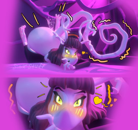 anthro arm_stockings ass_up blush bodily_fluids brown_hair claws clothing ejaculation female fingering genital_fluids glowing glowing_eyes green_eyes hair hat head_tentacle headgear headwear heart_symbol legwear legwear_only long_tail looking_at_viewer looking_pleasured masturbation mostly_nude orgasm solo stockings stockings_only tail toe_claws vaginal vaginal_fingering vaginal_fluids vaginal_squirting white_body siakstuff siak_no'fethk alien 3d_(artwork) absurd_res digital_media_(artwork) hi_res huge_filesize