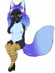 anthro big_breasts biped breasts chibi clothing curvy_figure demon-prince female footwear giggle high_heels legwear pumps shoes simple_background solo stockings thick_thighs thigh_highs voluptuous white_background wide_hips glacia_(molliemare) canid canine canis mammal wolf hi_res