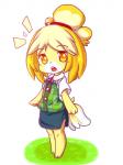 accessory anthro biped black_nose blonde_hair blush bottomwear clothed clothing female fully_clothed fur grass hair hair_accessory hairband looking_at_viewer low_fur open_mouth orange_eyes pencil_skirt plant simple_background skirt solo standing teeth white_background yellow_body nyaswitchnya animal_crossing nintendo isabelle_(animal_crossing) canid canine canis domestic_dog mammal shih_tzu toy_dog 3:4 hi_res