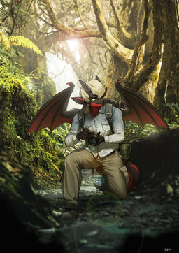 anthro blonde_hair bottomwear camera clothed clothing countershading dirt footwear fully_clothed green_eyes hair horn lens_flare long_sleeves male membrane_(anatomy) membranous_wings outside pants photo_background plant plantigrade shirt shoes solo tail topwear tree wings pgm300 third-party_edit mythology dragon mythological_creature mythological_scalie scalie 2022 absurd_res digital_media_(artwork) hi_res photo_manipulation photography_(artwork) shaded