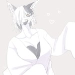 anthro biped black_body black_breasts black_ears black_fur black_hair blue_piercing breasts cheek_tuft cleavage clothed clothed_anthro clothed_female clothing collarbone ear_piercing facial_tuft female female_anthro fur grey_background hair heart_symbol long_sleeves looking_at_viewer monotone_clothing monotone_topwear mouth_closed multicolored_body multicolored_breasts multicolored_fur multicolored_hair neck_tuft one_eye_obstructed piercing red_piercing simple_background solo standing topwear tuft two_tone_body two_tone_breasts two_tone_fur two_tone_hair white_body white_breasts white_clothing white_fur white_hair white_inner_ear white_neck white_topwear galette domestic_cat felid feline felis mammal 2021 half-length_portrait hi_res portrait signature