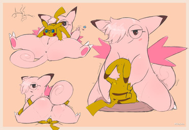 balls belly bodily_fluids butt cum duo eyewear eyewear_only female feral genital_fluids genitals glasses glasses_only hug male male/female nude penetration penile penile_penetration plump_labia size_difference tail vulva wearing_glasses conditional_dnp pikajota nintendo pokemon clair_the_clefable clefable generation_1_pokemon pikachu pokemon_(species) hi_res