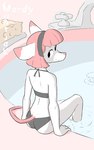 anthro bikini butt clothing detailed_background female looking_back rear_view sitting solo swimwear two-piece_swimsuit water mardymuntjak mammal murid murine rat rodent 5:8 hi_res