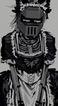 ambiguous_gender blush blush_lines bone cat_maid clothing maid_uniform not_furry skeleton solo uniform volatilemask new_blood_interactive ultrakill mysterious_druid_knight humanoid hi_res tagme