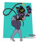 anthro belt breasts female genitals nipples plushie pussy tail thewilldpink epic_games fortnite fan_character raven_team_leader felid feline mammal hi_res tagme