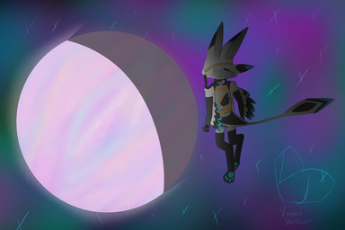 ambiguous_gender anthro blue_paws chevron_(marking) colorful_background diamond_(marking) dipstick_ears ear_markings feathered_wings feathers feet illuminate_trifeather leg_markings markings mask medical_instrument multi_ear multicolored_ears oxygen_mask oxygen_tank planet scientific_instrument scutes socks_(marking) solo space star tail winged_arms wings vanillinstarskater vanillin_(vanillinstarskater) avali 3:2 cel_shading hi_res shaded signature