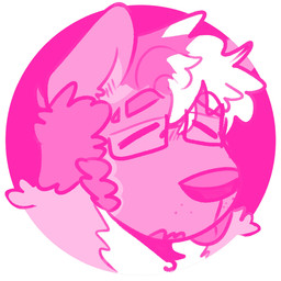 anthro blep eyes_closed eyewear fur glasses hair highlights_(coloring) male pink_body pink_fur rectangular_glasses simple_background solo tongue tongue_out white_background melaisen akita american_akita canid canine canis domestic_dog mammal spitz 1:1 2023 absurd_res digital_drawing_(artwork) digital_media_(artwork) english_description headshot_portrait hi_res icon monochrome pink_monochrome pink_theme portrait