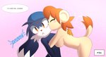 absurd_res animal_humanoid anthro apinkgrape bandai_namco blush breasts dialogue domestic_cat duo felid feline felis female gasp haplorhine hi_res humanoid kissing klonoa klonoa_(series) lolo_(klonoa) male male/female mammal mammal_humanoid monkey monkey_humanoid nude primate primate_humanoid side_boob side_profile starstruck