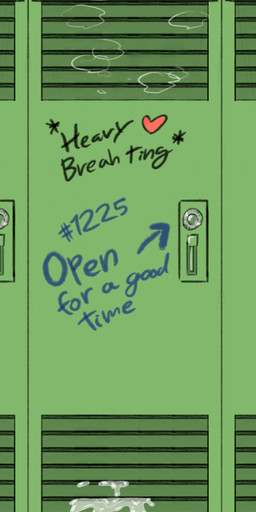 after_sex bodily_fluids breath bullying cum genital_fluids in_locker locker not_furry offscreen_character panting text zero_pictured soulcentinel deltarune undertale_(series) 2019 english_text