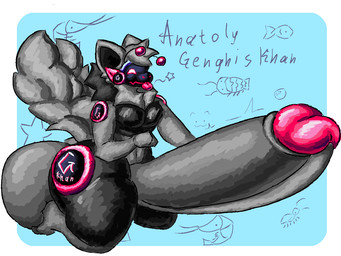 antennae_(anatomy) anthro balls big_balls big_penis fur genitals glans grey_body grey_fur huge_balls huge_penis humanoid_genitalia humanoid_penis hyper hyper_balls hyper_genitalia hyper_penis machine male nude penis protogen_armor protogen_visor simple_background sitting smile solo tail text tongue tongue_out anatoly_genghis_khan g-khan protogen 2026 4:3 colored digital_drawing_(artwork) digital_media_(artwork) english_text paint.net_(artwork) shaded signature
